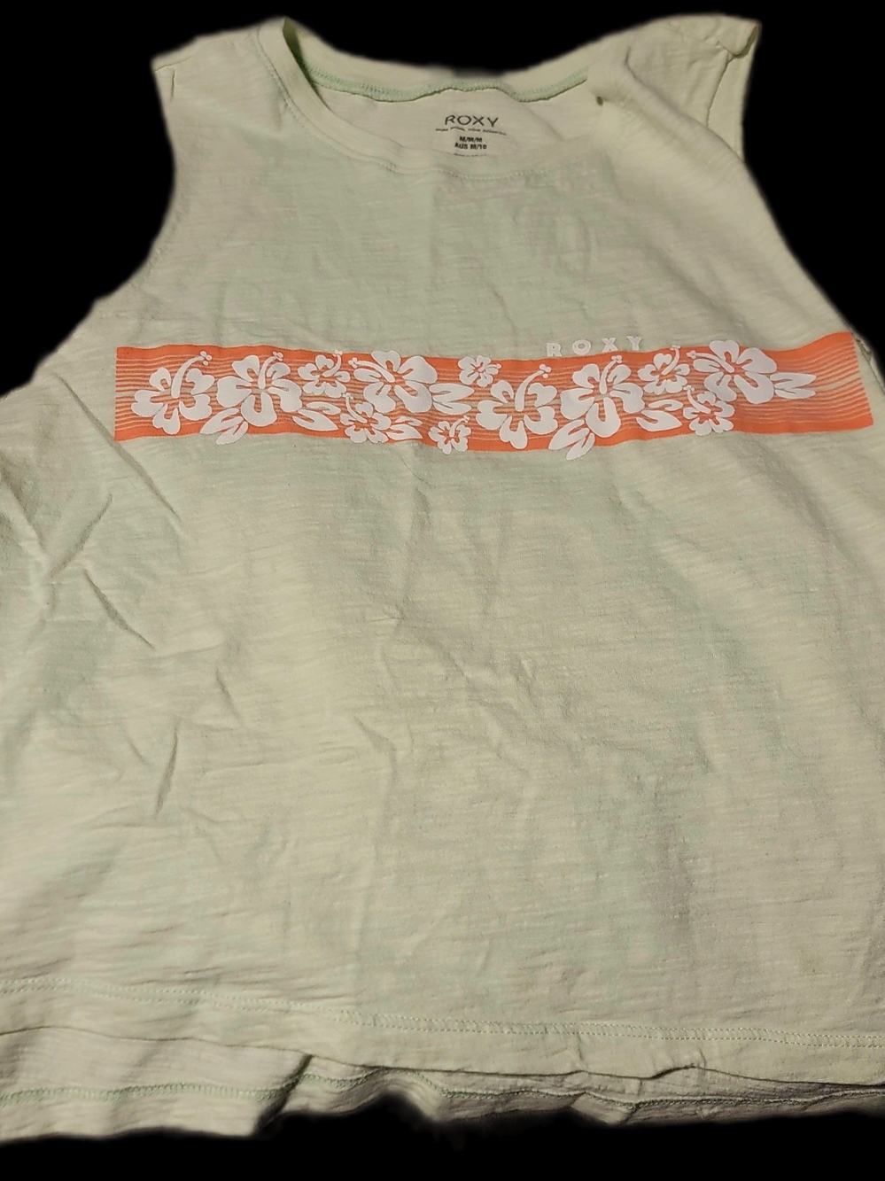 Roxy Mint Green Tank Top with Coral Floral Stripe